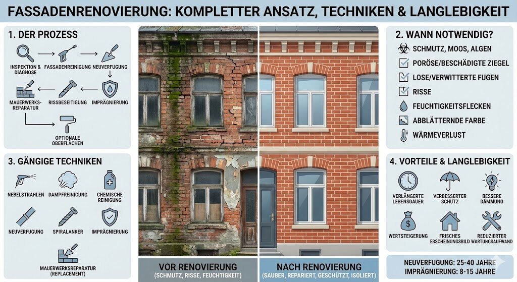 Fassadenrenovierung: Komplettsanierung & Techniken